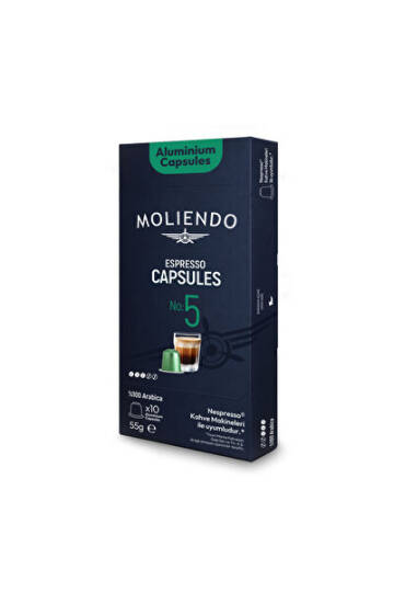 Moliendo Finest Coffee Alüminyum Kapsül Kahve No:5 (10 Adet Nespresso Uyumlu Alüminyum Kapsül Kahve)