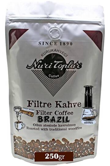 Nuri Toplar Filtre Kahvesi 250 gr Brazil Cerrado Çekirdeği - Odun Ateşinde Kahve - 1
