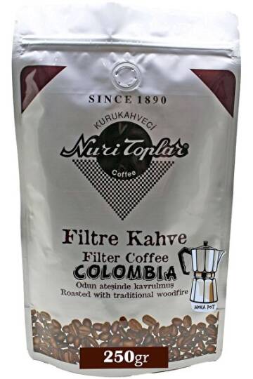 Nuri Toplar Filtre Kahvesi 250 gr Colombia Supremo Çekirdeği - Odun Ateşinde Kahve - 1