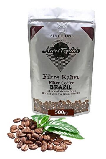 Nuri Toplar Filtre Kahvesi 500 gr Brazil Cerrado Çekirdeği - Odun Ateşinde Kahve - 1