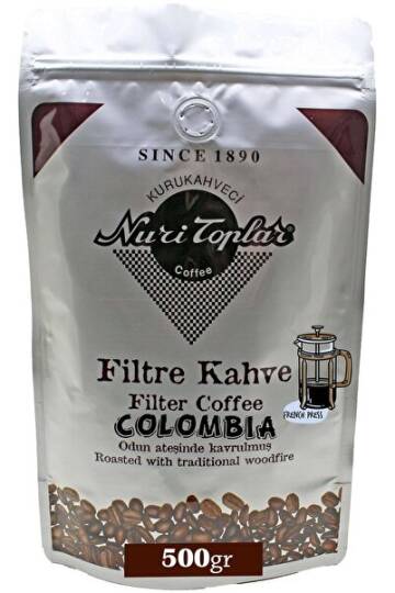 Nuri Toplar Filtre Kahvesi 500 gr Colombia Supremo Çekirdeği - Odun Ateşinde Kahve