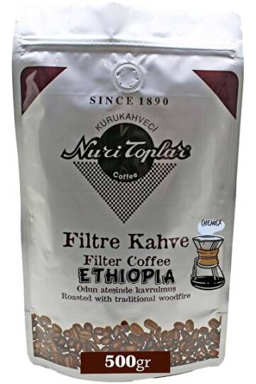Nuri Toplar Filtre Kahvesi 500 gr Ethiopia Sidamo Çekirdeği - Odun Ateşinde Kahve