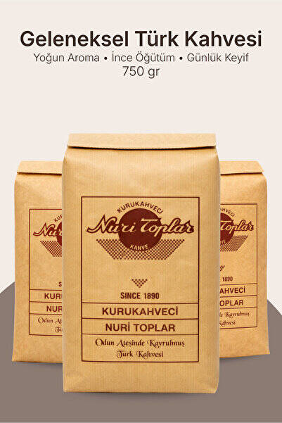 Nuri Toplar Geleneksel Türk Kahvesi 750 g – Siparişe Özel İnce Öğütüm Taze Çekilmiş Yoğun Aromalı Türk Kahvesi - 1